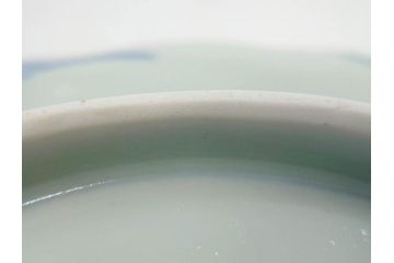 江戸後期　古伊万里　大明成化年製　微塵唐草文染付　約18cm　6寸　繊細な線描きが見事な中皿3枚セット(みじんからくさ、和皿、和食器、六寸)(R-076812)
