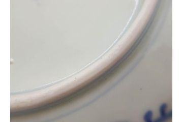 江戸後期　古伊万里　大明成化年製　微塵唐草文染付　約18cm　6寸　繊細な線描きが見事な中皿3枚セット(みじんからくさ、和皿、和食器、六寸)(R-076812)