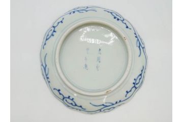 江戸後期　古伊万里　大明成化年製　微塵唐草文染付　約18cm　6寸　繊細な線描きが見事な中皿3枚セット(みじんからくさ、和皿、和食器、六寸)(R-076812)