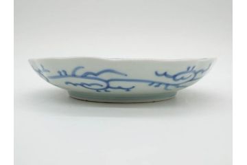 江戸後期　古伊万里　大明成化年製　微塵唐草文染付　約18cm　6寸　繊細な線描きが見事な中皿3枚セット(みじんからくさ、和皿、和食器、六寸)(R-076812)