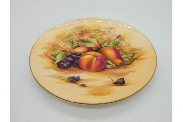 イギリス　EYNSLEY(エインズレイ)　オーチャードゴールド　約21cm　食卓を彩る華やかなプレート4枚セット(スティル・ライフ・フルーツ、洋食器、英国)(R-076814)