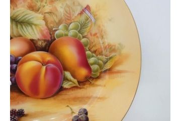 イギリス　EYNSLEY(エインズレイ)　オーチャードゴールド　約21cm　食卓を彩る華やかなプレート4枚セット(スティル・ライフ・フルーツ、洋食器、英国)(R-076814)