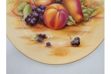 イギリス　EYNSLEY(エインズレイ)　オーチャードゴールド　約21cm　食卓を彩る華やかなプレート4枚セット(スティル・ライフ・フルーツ、洋食器、英国)(R-076814)