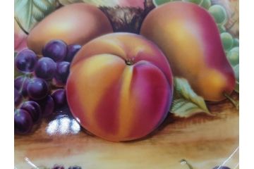 イギリス　EYNSLEY(エインズレイ)　オーチャードゴールド　約21cm　食卓を彩る華やかなプレート4枚セット(スティル・ライフ・フルーツ、洋食器、英国)(R-076814)