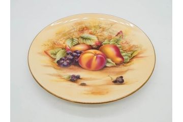 イギリス　EYNSLEY(エインズレイ)　オーチャードゴールド　約21cm　食卓を彩る華やかなプレート4枚セット(スティル・ライフ・フルーツ、洋食器、英国)(R-076814)