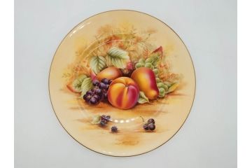 イギリス　EYNSLEY(エインズレイ)　オーチャードゴールド　約21cm　食卓を彩る華やかなプレート4枚セット(スティル・ライフ・フルーツ、洋食器、英国)(R-076814)