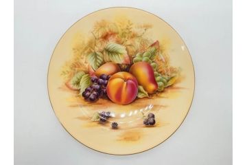 イギリス　EYNSLEY(エインズレイ)　オーチャードゴールド　約21cm　食卓を彩る華やかなプレート4枚セット(スティル・ライフ・フルーツ、洋食器、英国)(R-076814)