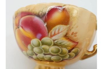 イギリス　EYNSLEY(エインズレイ)　オーチャードゴールド　食卓を彩る華やかなティーカップ&ソーサー5客セット(C&S、スティル・ライフ・フルーツ、洋食器、英国)(R-076816)