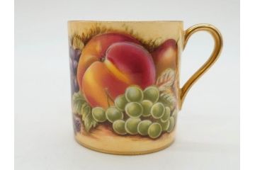 イギリス　EYNSLEY(エインズレイ)　オーチャードゴールド　食卓を彩る華やかなデミタスカップ&ソーサー6客セット(C&S、スティル・ライフ・フルーツ、洋食器、英国)(R-076817)