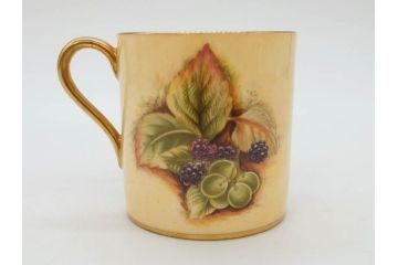 イギリス　EYNSLEY(エインズレイ)　オーチャードゴールド　食卓を彩る華やかなデミタスカップ&ソーサー6客セット(C&S、スティル・ライフ・フルーツ、洋食器、英国)(R-076817)