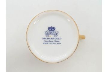 イギリス　EYNSLEY(エインズレイ)　オーチャードゴールド　食卓を彩る華やかなデミタスカップ&ソーサー6客セット(C&S、スティル・ライフ・フルーツ、洋食器、英国)(R-076817)