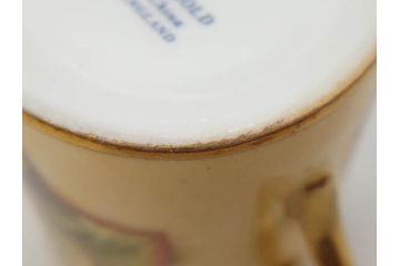 イギリス　EYNSLEY(エインズレイ)　オーチャードゴールド　食卓を彩る華やかなデミタスカップ&ソーサー6客セット(C&S、スティル・ライフ・フルーツ、洋食器、英国)(R-076817)