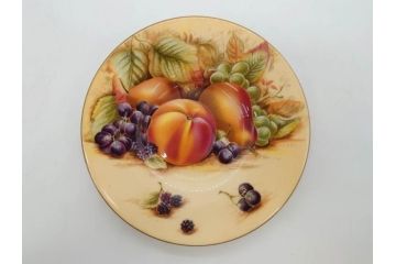 イギリス　EYNSLEY(エインズレイ)　オーチャードゴールド　食卓を彩る華やかなデミタスカップ&ソーサー6客セット(C&S、スティル・ライフ・フルーツ、洋食器、英国)(R-076817)