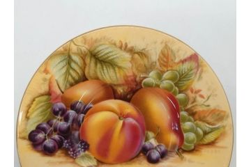 イギリス　EYNSLEY(エインズレイ)　オーチャードゴールド　食卓を彩る華やかなデミタスカップ&ソーサー6客セット(C&S、スティル・ライフ・フルーツ、洋食器、英国)(R-076817)