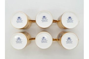 イギリス　EYNSLEY(エインズレイ)　オーチャードゴールド　食卓を彩る華やかなデミタスカップ&ソーサー6客セット(C&S、スティル・ライフ・フルーツ、洋食器、英国)(R-076817)
