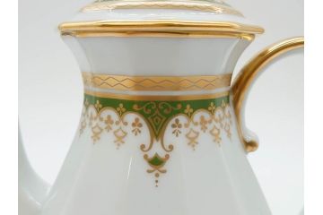 フランス　BERNARDAUD(ベルナルド)　LIMOGES(リモージュ)　 気品あるデザインが目を惹くティーポット&シュガーポット&クリーマー3点セット(ミルクジャー、ミルクポット、ボンボン入れ、洋食器)(R-076818)