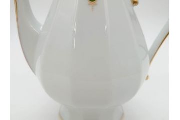 フランス　BERNARDAUD(ベルナルド)　LIMOGES(リモージュ)　 気品あるデザインが目を惹くティーポット&シュガーポット&クリーマー3点セット(ミルクジャー、ミルクポット、ボンボン入れ、洋食器)(R-076818)