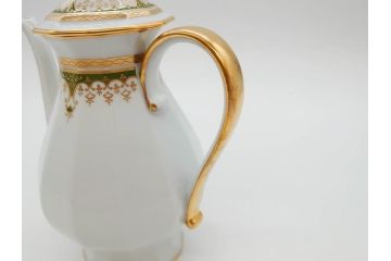 フランス　BERNARDAUD(ベルナルド)　LIMOGES(リモージュ)　 気品あるデザインが目を惹くティーポット&シュガーポット&クリーマー3点セット(ミルクジャー、ミルクポット、ボンボン入れ、洋食器)(R-076818)