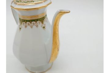 フランス　BERNARDAUD(ベルナルド)　LIMOGES(リモージュ)　 気品あるデザインが目を惹くティーポット&シュガーポット&クリーマー3点セット(ミルクジャー、ミルクポット、ボンボン入れ、洋食器)(R-076818)