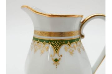 フランス　BERNARDAUD(ベルナルド)　LIMOGES(リモージュ)　 気品あるデザインが目を惹くティーポット&シュガーポット&クリーマー3点セット(ミルクジャー、ミルクポット、ボンボン入れ、洋食器)(R-076818)