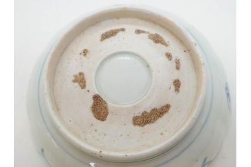 幕末期　古伊万里　輪花型　線描き　草花図　約15cm　4.9寸　手描きのあたたかみが魅力のなます皿2枚セット(中皿、和皿、和食器、四寸九分)(R-076820)