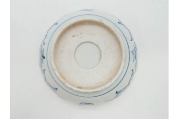 幕末期　古伊万里　輪花型　線描き　草花図　約15cm　4.9寸　手描きのあたたかみが魅力のなます皿2枚セット(中皿、和皿、和食器、四寸九分)(R-076820)