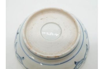 幕末期　古伊万里　輪花型　線描き　草花図　約15cm　4.9寸　手描きのあたたかみが魅力のなます皿2枚セット(中皿、和皿、和食器、四寸九分)(R-076820)