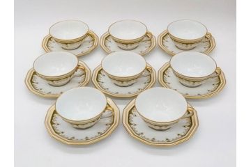 フランス　BERNARDAUD(ベルナルド)　LIMOGES(リモージュ)　気品あるデザインが魅力的なティーカップ&ソーサー8客セット(C&S、洋食器)(R-076821)