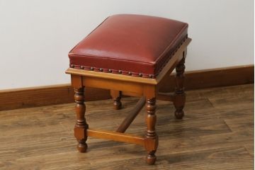 中古　横浜ダニエル(daniel)　アーリーアメリカンシリーズ　A-402　ラウンド型の鏡が印象的! 上品な佇まいのドレッサーとスツールのセット(鏡台、化粧台、ミラー)(R-076828)