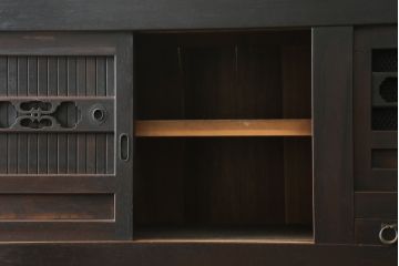 和製アンティーク　シックな雰囲気で重厚感のある六尺京水屋箪笥(水屋箪笥、収納棚、戸棚、キャビネット、食器棚)(R-076834)