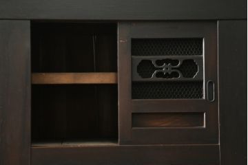 和製アンティーク　シックな雰囲気で重厚感のある六尺京水屋箪笥(水屋箪笥、収納棚、戸棚、キャビネット、食器棚)(R-076834)
