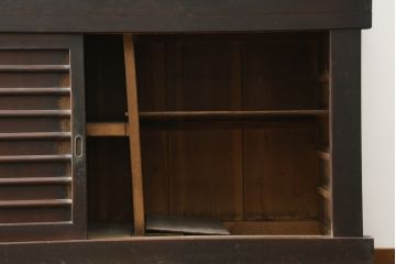 和製アンティーク　シックな雰囲気で重厚感のある六尺京水屋箪笥(水屋箪笥、収納棚、戸棚、キャビネット、食器棚)(R-076834)