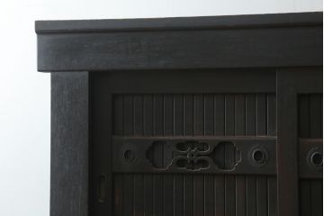 和製アンティーク　シックな雰囲気で重厚感のある六尺京水屋箪笥(水屋箪笥、収納棚、戸棚、キャビネット、食器棚)(R-076834)
