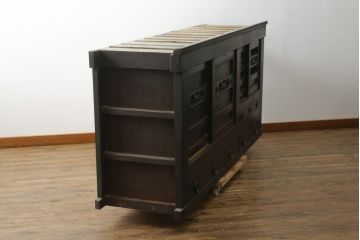 和製アンティーク　シックな雰囲気で重厚感のある京水屋箪笥サイドボード(水屋箪笥、収納棚、戸棚、サイドキャビネット、食器棚)(R-076835)