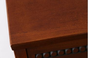 和製ビンテージ　国産　職人手作り　美しい彫刻入りのライティングビューロー(簿記机、ワークデスク、サイドチェスト、在宅用、在宅ワーク用、ヴィンテージ)(R-076845)