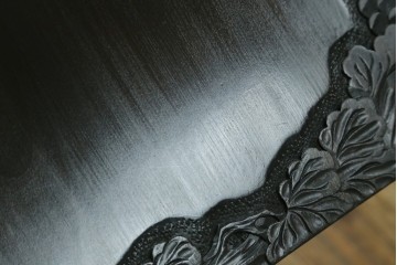 和製ヴィンテージ　軽井沢彫り　葡萄の彫刻が可愛らしいコーヒーテーブル　(R-076849)