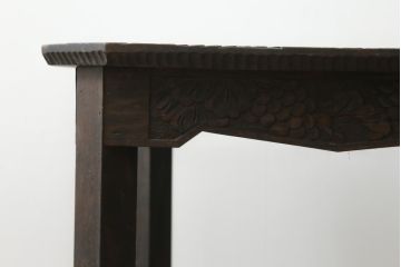 和製ビンテージ　軽井沢彫り　葡萄の彫刻が可愛らしいコーヒーテーブル(カフェテーブル、サイドテーブル、エンドテーブル、ナイトテーブル、飾り台、花台、ヴィンテージ)(R-076849)