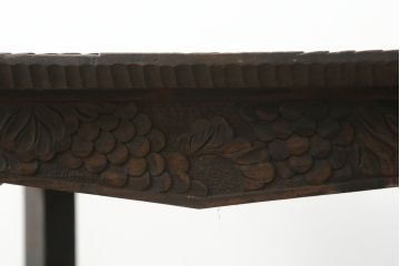 和製ビンテージ　軽井沢彫り　葡萄の彫刻が可愛らしいコーヒーテーブル(カフェテーブル、サイドテーブル、エンドテーブル、ナイトテーブル、飾り台、花台、ヴィンテージ)(R-076849)