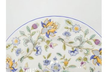 イギリス　MINTON(ミントン)　HADDON HALL(ハドンホール)　ブルー・グリーン　華やかな色彩が目を惹くコーヒーカップ&ソーサー5客&プレートセット(BONE CHINA、ボーンチャイナ、C&S、洋食器、英国)(R-076852)
