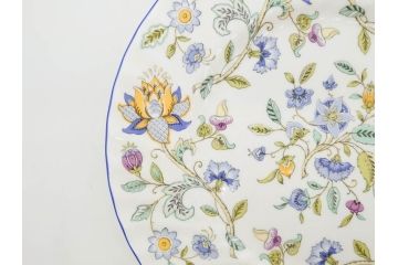 イギリス　MINTON(ミントン)　HADDON HALL(ハドンホール)　ブルー・グリーン　華やかな色彩が目を惹くコーヒーカップ&ソーサー5客&プレートセット(BONE CHINA、ボーンチャイナ、C&S、洋食器、英国)(R-076852)