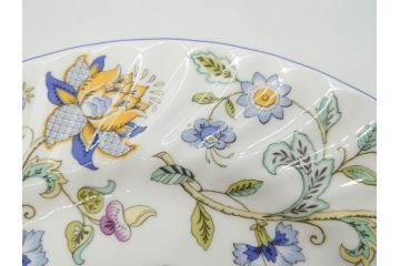 イギリス　MINTON(ミントン)　HADDON HALL(ハドンホール)　ブルー・グリーン　華やかな色彩が目を惹くコーヒーカップ&ソーサー5客&プレートセット(BONE CHINA、ボーンチャイナ、C&S、洋食器、英国)(R-076852)