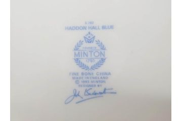 イギリス　MINTON(ミントン)　HADDON HALL(ハドンホール)　ブルー・グリーン　華やかな色彩が目を惹くコーヒーカップ&ソーサー5客&プレートセット(BONE CHINA、ボーンチャイナ、C&S、洋食器、英国)(R-076852)