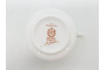 イギリス　MINTON(ミントン)　HADDON HALL(ハドンホール)　ブルー・グリーン　華やかな色彩が目を惹くコーヒーカップ&ソーサー5客&プレートセット(BONE CHINA、ボーンチャイナ、C&S、洋食器、英国)(R-076852)