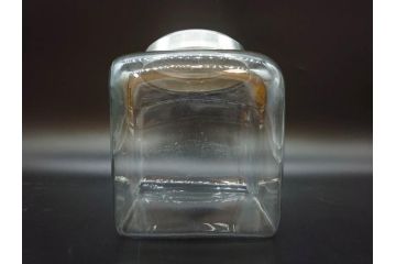 アンティーク雑貨　アルミ蓋　駄菓子屋さんにあるような昔懐かしいガラス瓶(菓子瓶、ガラスビン、硝子、キャニスター、フタ付き、小物入れ、ディスプレイ雑貨、古道具、店舗什器)(R-076857)
