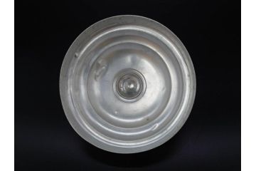 アンティーク雑貨　当時物　デッドストック　アルミ蓋　お洒落なディスプレイが叶うレトロなガラス瓶(角型、角瓶、キャニスター、ガラスビン、菓子瓶、硝子、フタ付き、小物入れ、ディスプレイ雑貨、古道具、店舗什器)(R-076858)