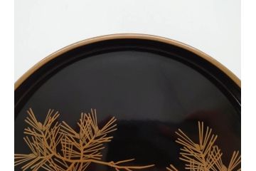 明治〜大正期　鶴松図　蒔絵　上品な和を演出する高杯(たかつき)(木製、菓子器、漆器、高月、盛器)(R-076861)