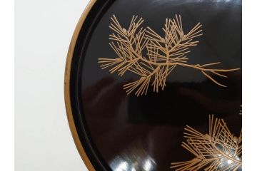 明治〜大正期　鶴松図　蒔絵　上品な和を演出する高杯(たかつき)(木製、菓子器、漆器、高月、盛器)(R-076861)