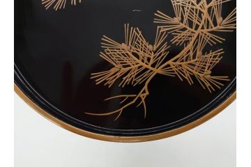 明治〜大正期　鶴松図　蒔絵　上品な和を演出する高杯(たかつき)(木製、菓子器、漆器、高月、盛器)(R-076861)