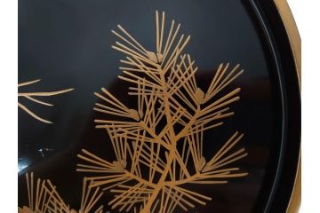 明治〜大正期　鶴松図　蒔絵　上品な和を演出する高杯(たかつき)(木製、菓子器、漆器、高月、盛器)(R-076861)