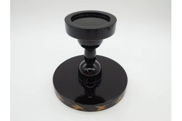 明治〜大正期　鶴松図　蒔絵　上品な和を演出する高杯(たかつき)(木製、菓子器、漆器、高月、盛器)(R-076861)